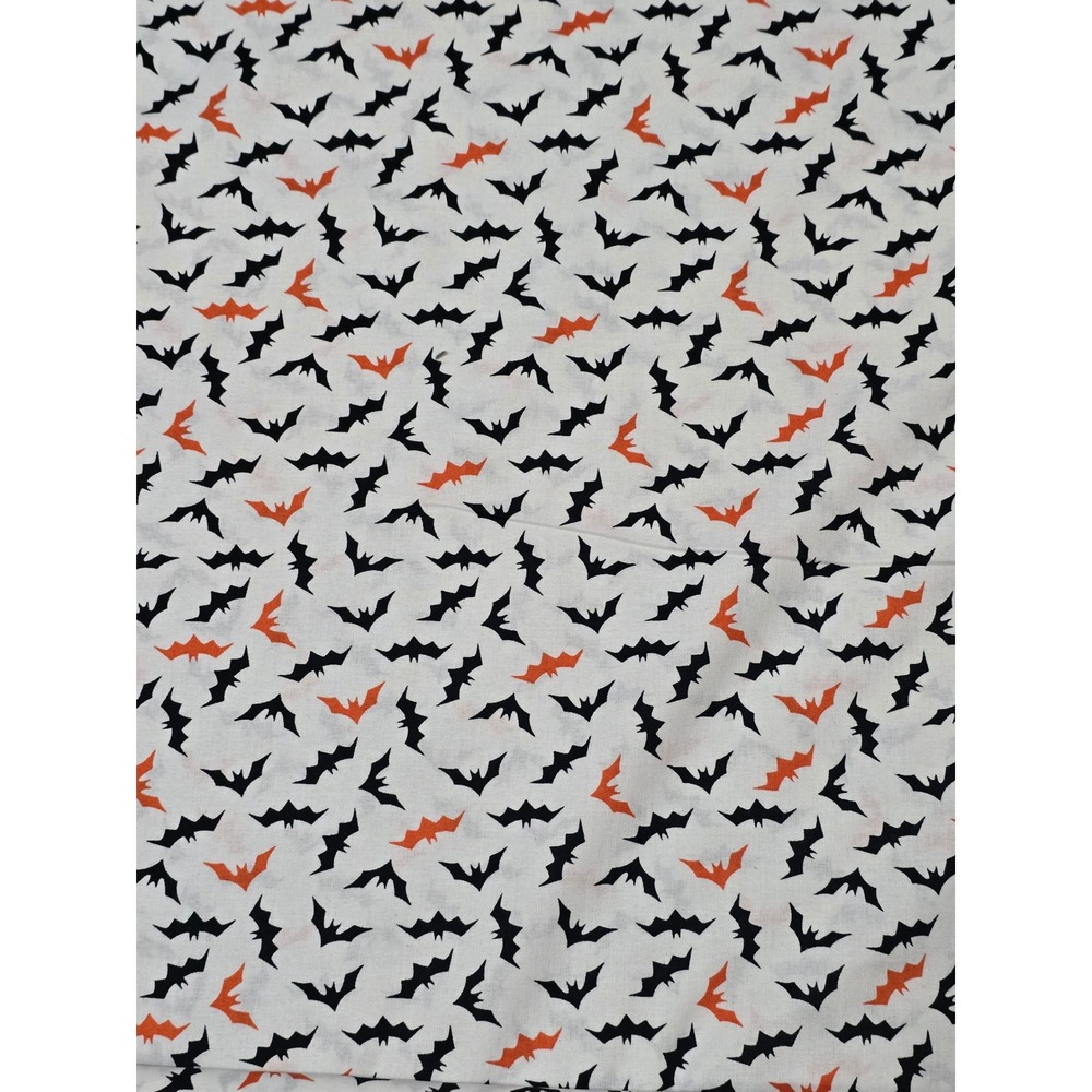 Halloween Bat Fabric Joann‎ Cotton Orange Black White Craft Sewing Material